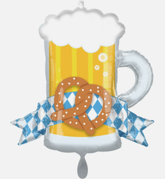 XL Folienballon - Bierkrug mit Bayrisches Band - 67cm